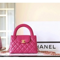 Unique Discount Chanel Mini Shopping Bag in Shiny Calfskin AS4416 Fucsia