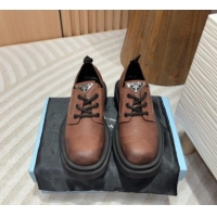 Best Price Prada Calf Leather Lace-up Shoes Brown 904034