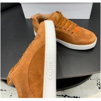 Sumptuous Celine Trainer Suede Low Sneakers Brown 813023