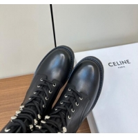 Lowest Price Celine Triomphe Rangers Mid Lace-up Boots 5cm in Calfskin Black 813024