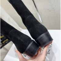 Perfect Celine Suede Mid Boots with Celine Band Black 813027