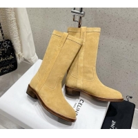 Unique Discount Celine Suede Mid Boots with Celine Band Yellow 813028