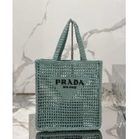 Buy Inexpensive Prada Crochet Tote bag 1BG393 Light Green 2024