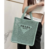 Buy Inexpensive Prada Crochet Tote bag 1BG393 Light Green 2024