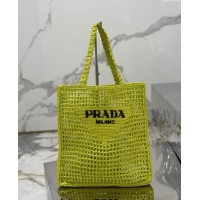 Famous Brand Prada Crochet Tote bag 1BG393 Kiwi Green 2024