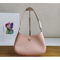 Top Quality Prada Cleo Brushed Leather Hobo Bag 1BC499 Light Pink 2024