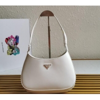 Big Discount Prada Cleo Brushed Leather Hobo Bag 1BC499 White 2024