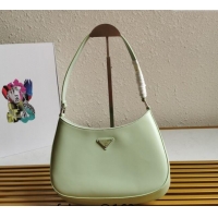 Famous Brand Prada Cleo Brushed Leather Hobo Bag 1BC499 Light Green 2024