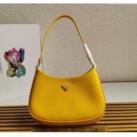 New Design Prada Cleo Brushed Leather Hobo Bag 1BC499 Yellow 2024