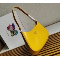 New Design Prada Cleo Brushed Leather Hobo Bag 1BC499 Yellow 2024