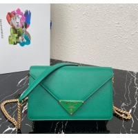 Pretty Style Prada Saffiano Leather Shoulder Bag 1BD318 Green 2024