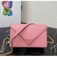 Pretty Style Prada Saffiano Leather Shoulder Bag 1BD318 Pink 2024