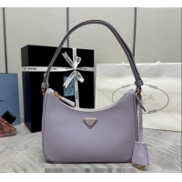 Top Quality Prada Re-Edition Saffiano leather mini bag 1BC204 Light Purple 2024