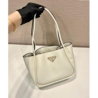 Top Design Prada Grained Leather Tote bag 1BG539 White 2024