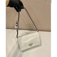 Buy Cheapest Prada Shiny Leather Shoulder bag 1BD082 White 2024