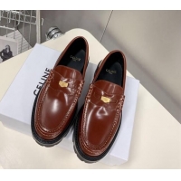 Low Cost Celine Loafers 3.5cm with Triomphe metal in Polished Calfskin Brown 903058