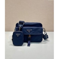 Buy Inexpensive Prada Re-Nylon and Saffiano Leather Shoulder Bag 2VH133 Dark Blue 2024