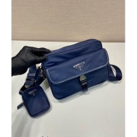 Buy Inexpensive Prada Re-Nylon and Saffiano Leather Shoulder Bag 2VH133 Dark Blue 2024