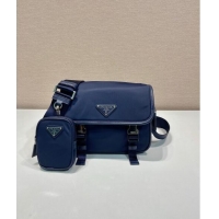 Promotional Prada Mens Nylon and Saffiano Leather Shoulder Bag 2VD034 Dark Blue 2024