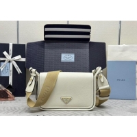 Top Grade Prada Leather Shoulder bag 1BD372 White 2024