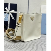 Famous Brand Prada Leather Bucket bag 1BH220 White 2024