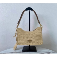 Pretty Style Prada Re-edition crochet Raffia-effect mini bag 1BC204 Beige 2024