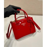 Famous Brand Prada Galleria Patent Leather Micro Bag 1BA906 Red 2024