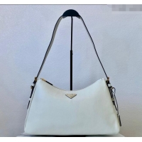 Top Quality Prada Aimee Leather Hobo Bag 1BC228 White 2024