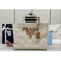 Pretty Style Prada Large linen blend tote bag 1BG473 2024