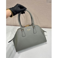 Famous Brand Prada Medium Saffiano leather top handle bag 1BG537 Grey 2024