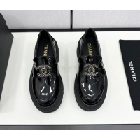 Stylish Chanel Patent Calfskin Loafers CH82901 Black 082901