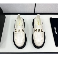 Best Price Chanel Calfskin Loafers CH82905 White 082905