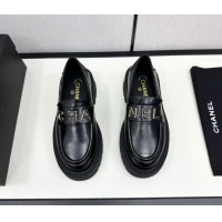 Good Quality Chanel Calfskin Loafers CH82906 Black 082906