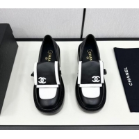 Unique Discount Chanel Calfskin Loafers CH82907 White/Black 082907