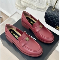 Sophisticated Chanel Calfskin Loafers CH82910 Burgundy 082910