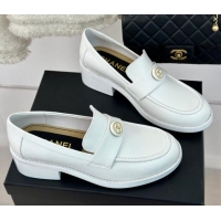 Sumptuous Chanel Calfskin Loafers CH82912 White 082912