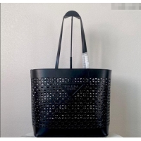 Low Cost Prada Large perforated leather tote bag 1BG503 Black 2024