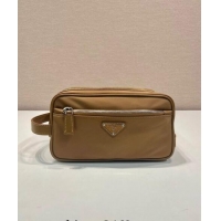 Top Quality Prada Mens Re-Nylon and leather pouch 2NA819 Cork Beige 2024 