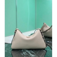 Unique Style Prada Aimee Leather Hobo Bag 1BC228 Light Grey 2024