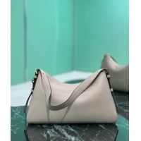 Unique Style Prada Aimee Leather Hobo Bag 1BC228 Light Grey 2024