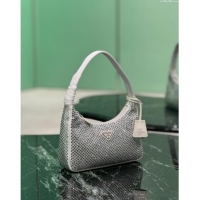 Grade Discount Prada Re-Edition 2000 Strass Mini Hobo Bag 1NE515 White 2024