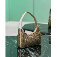 Fashion Wholesale Prada Re-Edition 2000 Strass Mini Hobo Bag 1NE515 Gold 2024