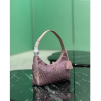 Fashion Show Collection Prada Re-Edition 2000 Strass Mini Hobo Bag 1NE515 Pink 2024