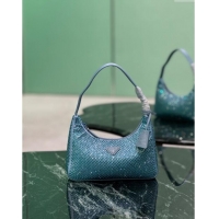 Grade Quality Prada Re-Edition 2000 Strass Mini Hobo Bag 1NE515 Blue 2024