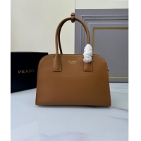 Buy Discount Prada Medium leather tote bag 1BG538 Caramel Brown 2024