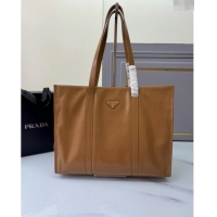 Grade Quality Prada Large Leather Tote bag 1BG460 Brown 2024