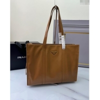 Grade Quality Prada Large Leather Tote bag 1BG460 Brown 2024