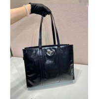 Best Price Prada Large Leather Tote bag 1BG460 Black 2024