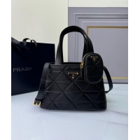 Top Grade Prada Small quilted leather tote bag 1BG548 Black 2024