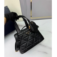 Top Grade Prada Small quilted leather tote bag 1BG548 Black 2024